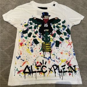 Philipp Plein White Graphic Tee with Multicolor Design